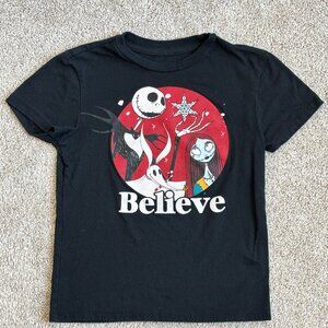 Disney Nightmare Before Christmas Kids Shirt Black Size Small Believe Christmas